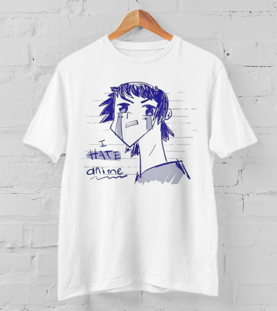 I Hate Anime Blue Sketch Jess Rojo T-Shirt