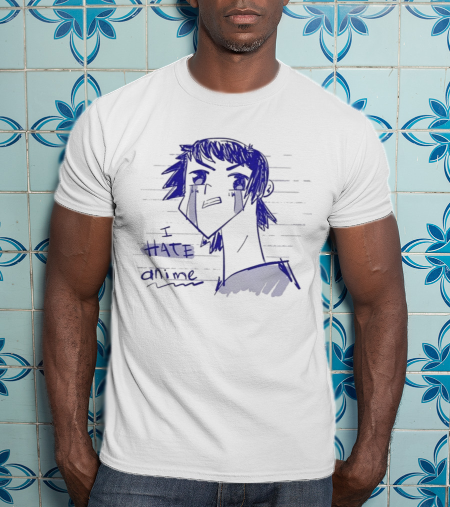 I Hate Anime Blue Sketch Jess Rojo T-Shirt