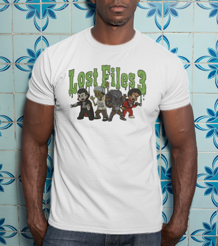 Lost Files 3 Characters With Vampire Zombie Alien Costumes T-Shirt