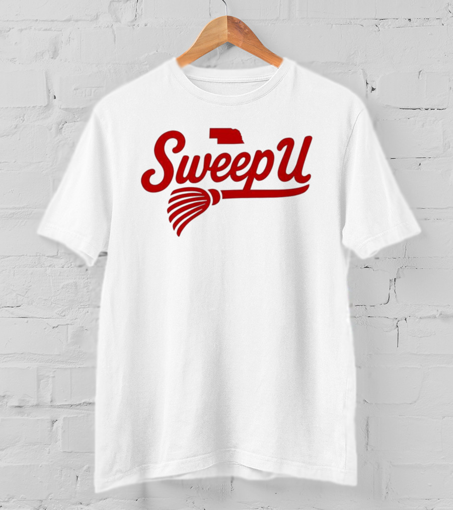 Sweep U Nebraska Cornhuskers Volleyball Broom Logo T-Shirt