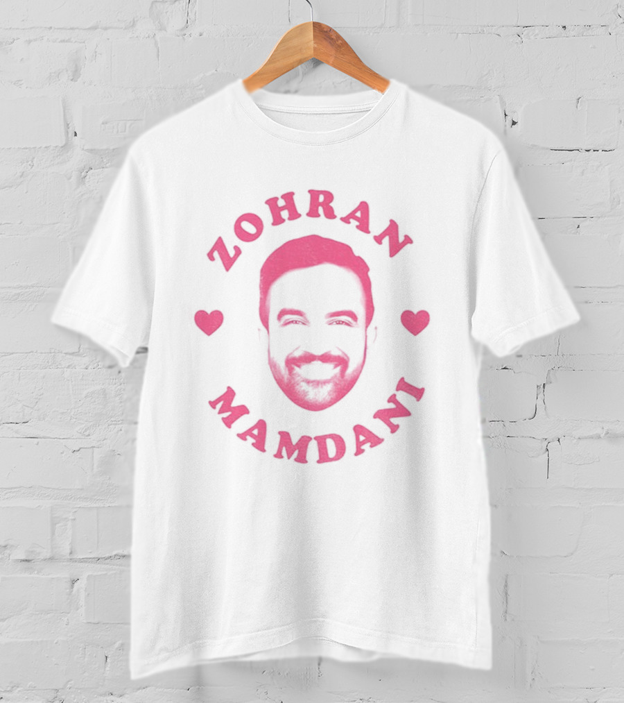 Zohran Mamdani Pink Heart NYC Mayor 2025 Political Campaign T-Shirt