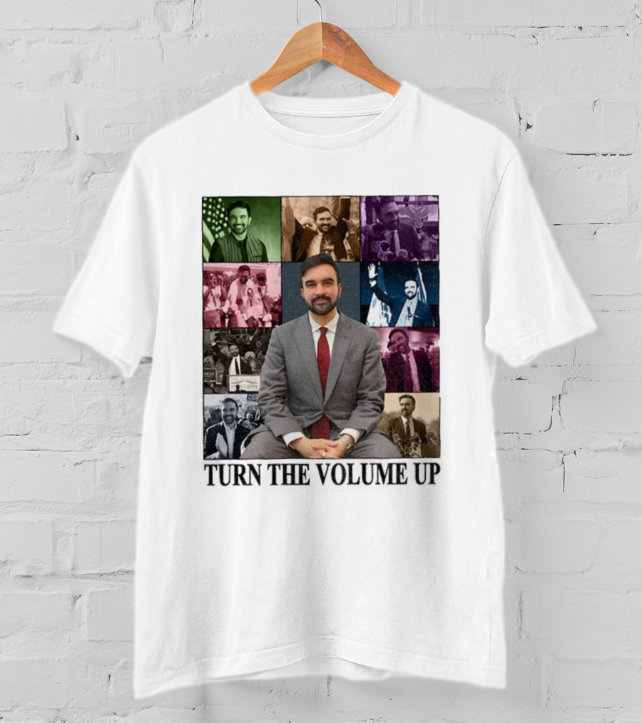 Zohran Mamdani Turn The Volume Up NYC 2026 The Eras Tour Vintage Portrait Collection T-Shirt