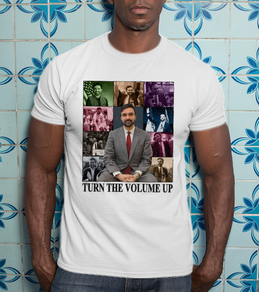 Zohran Mamdani Turn The Volume Up NYC 2026 The Eras Tour Vintage Portrait Collection T-Shirt