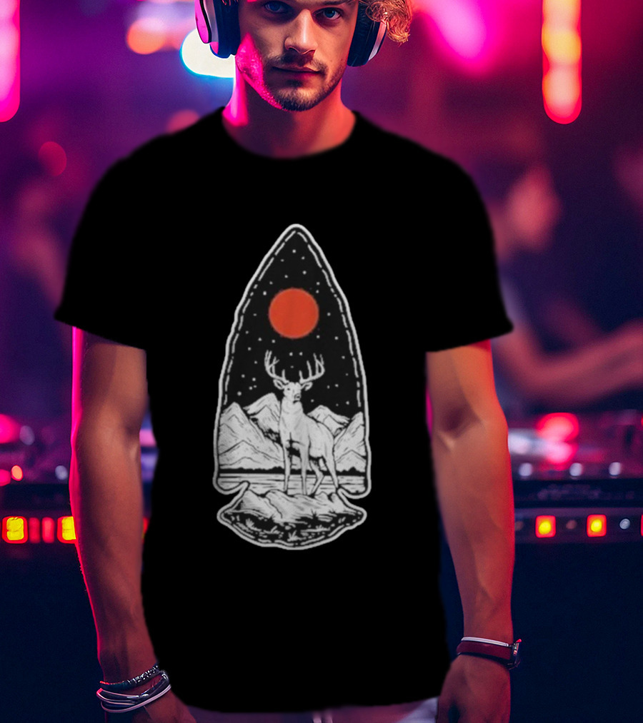 Black Rifle Coffee Deer Arrowhead Mountains And Night Sky T-Shirt