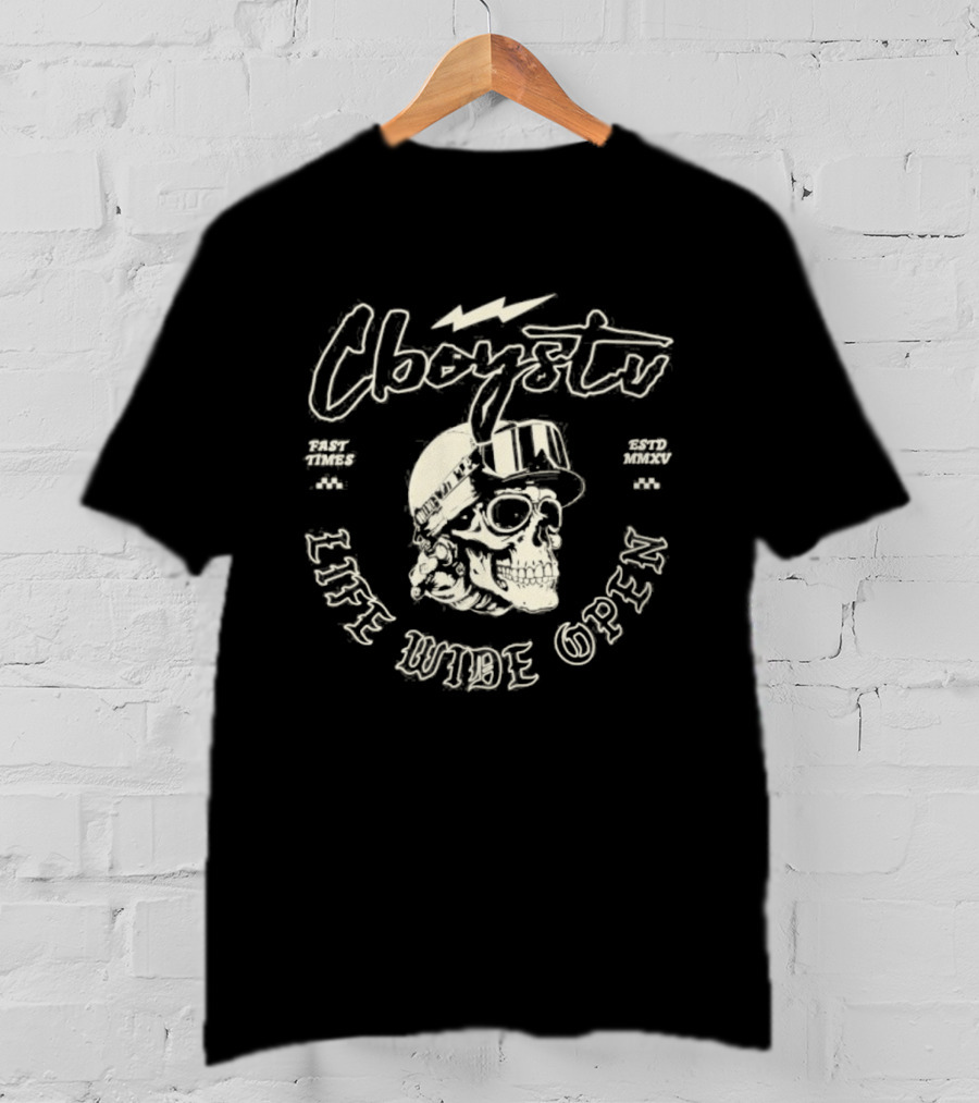 Cboystv Life Wide Open Skull Helmet Adventure T-Shirt