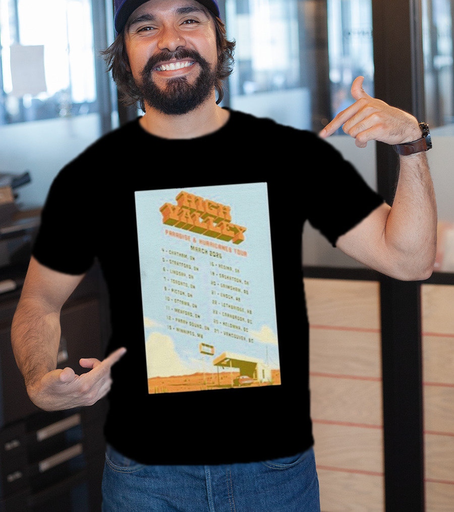 High Valley Paradise Hurricanes Tour 2026 March Dates Canada USA Locations T-Shirt