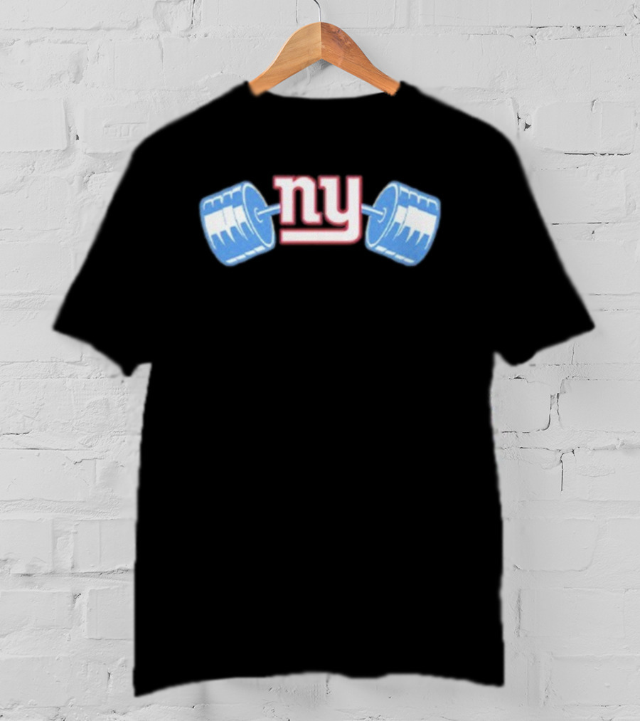 Daniel Jones New York Giants NY Barbell Icon T-Shirt