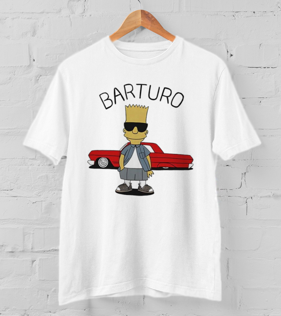 BARTURO Bart Simpson Red Car Iconic Character Parody T-Shirt