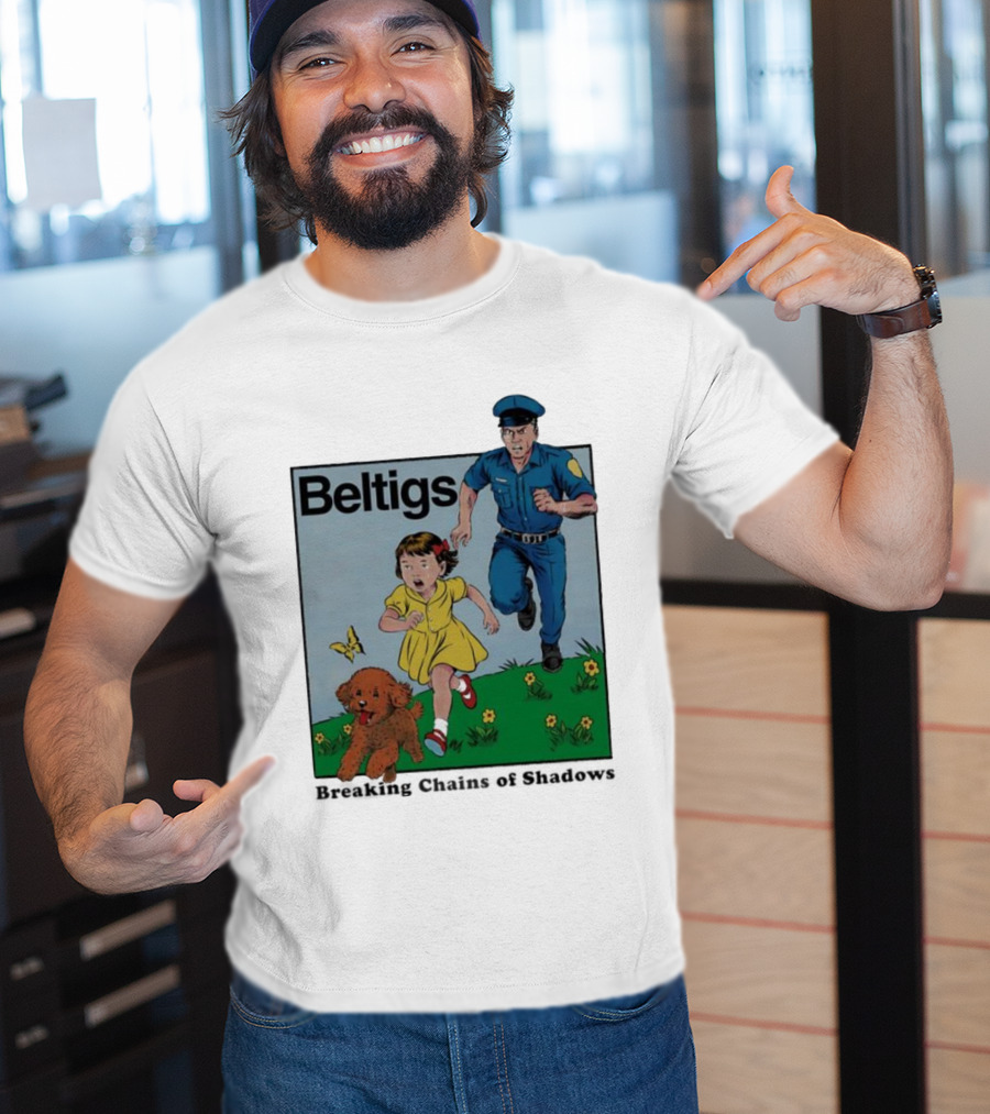 Beltigs Escape Run With Policeman Girl Dog And Butterfly T-Shirt