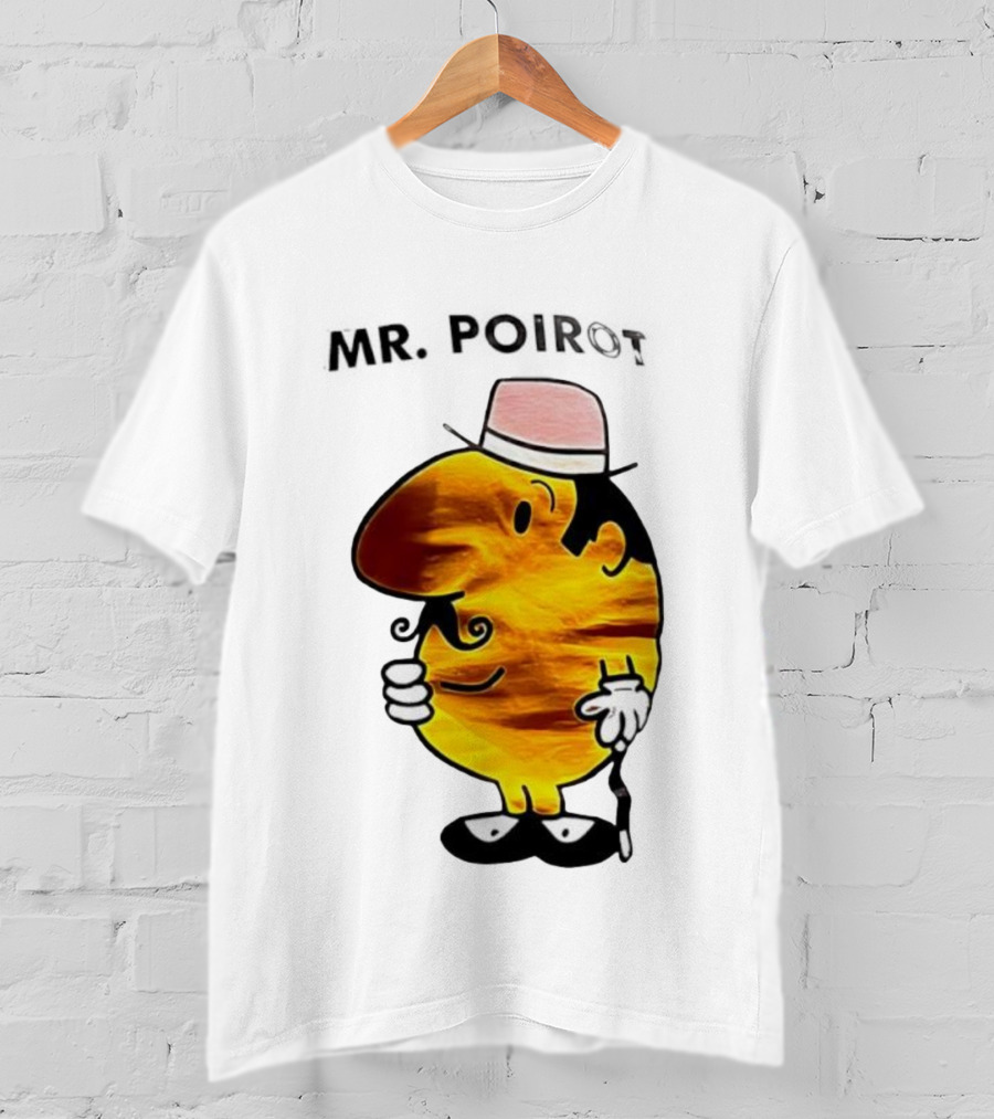Hercule Poirot Cartoon Character With Pink Bowler Hat T-Shirt