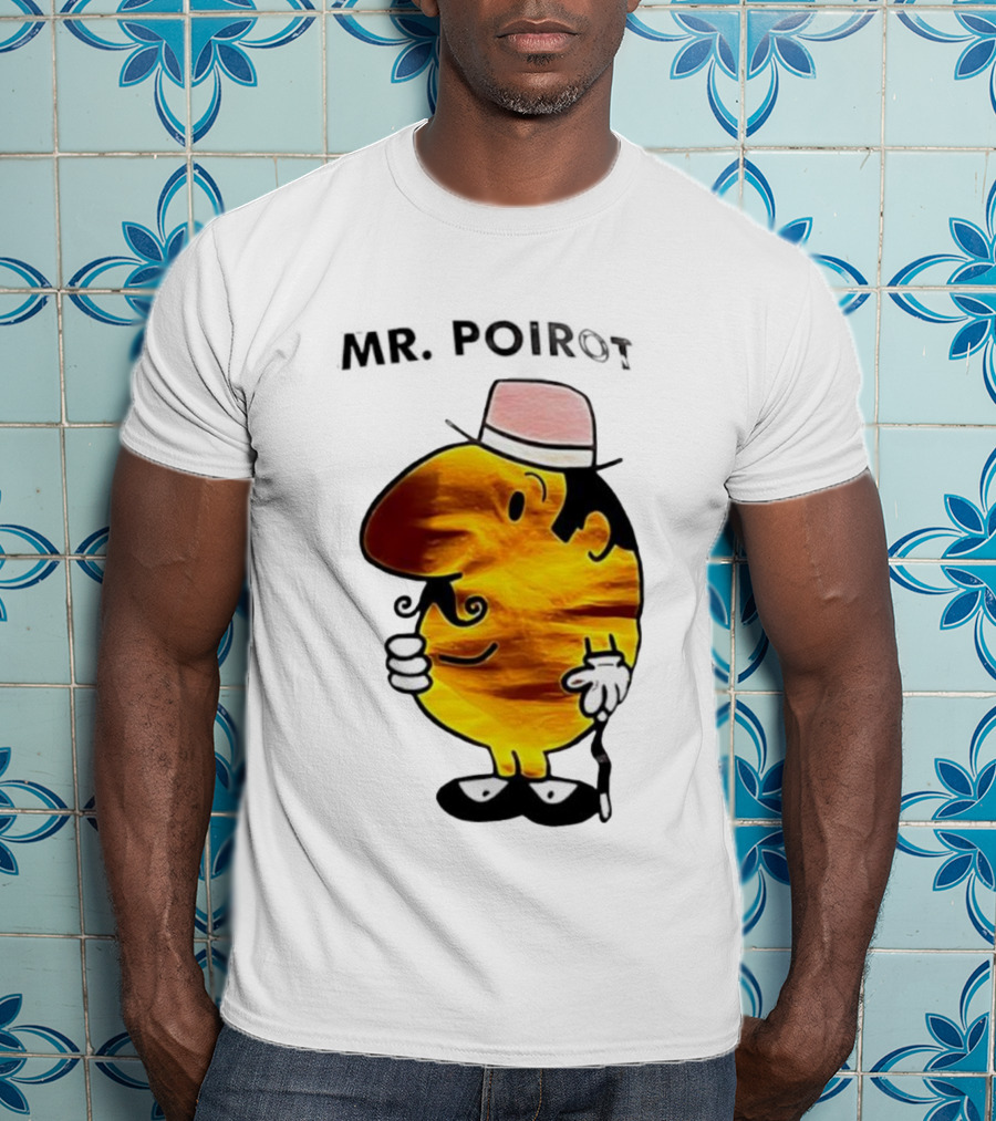 Hercule Poirot Cartoon Character With Pink Bowler Hat T-Shirt