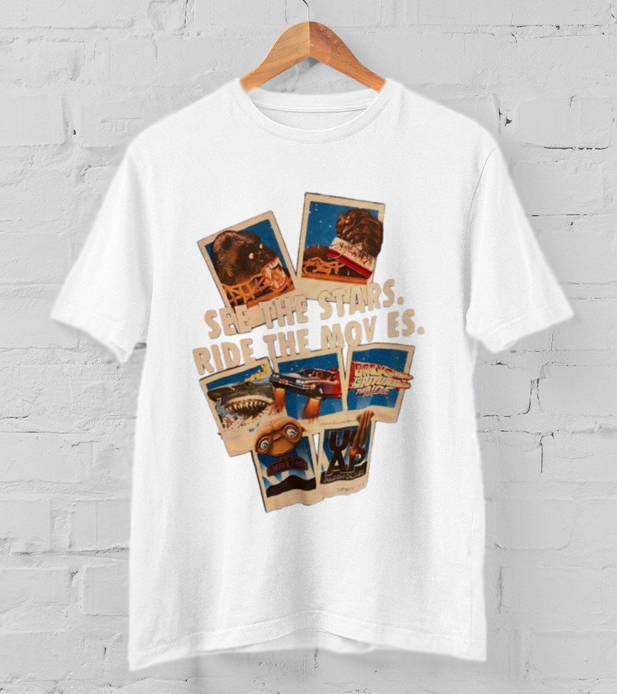 See The Stars Ride The Movies King Kong Jaws E.T. Back To The Future Raiders Of The Lost Ark T-Shirt