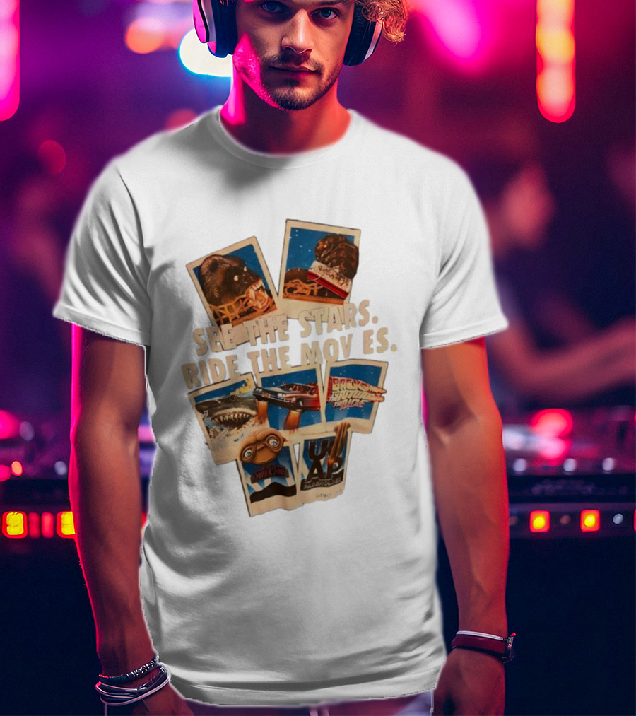 See The Stars Ride The Movies King Kong Jaws E.T. Back To The Future Raiders Of The Lost Ark T-Shirt