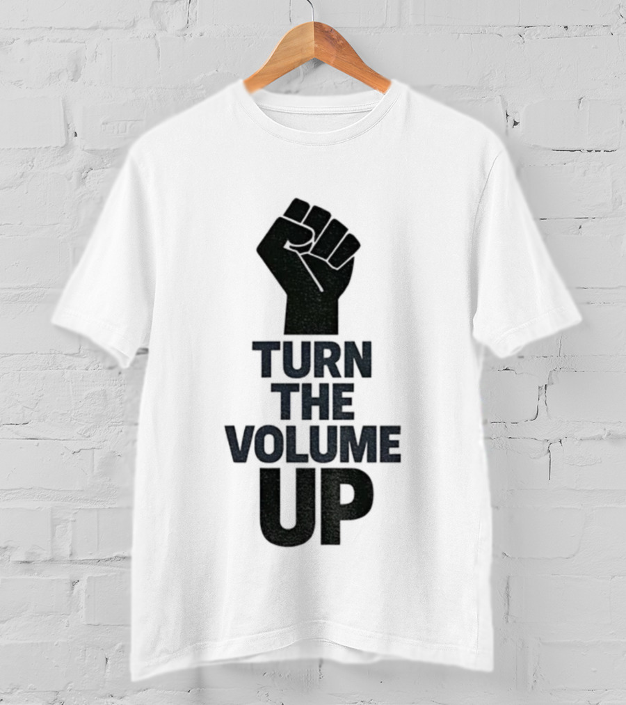Turn The Volume Up Zohran Mamdani Four Words Baby Raised Fist Symbol T-Shirt