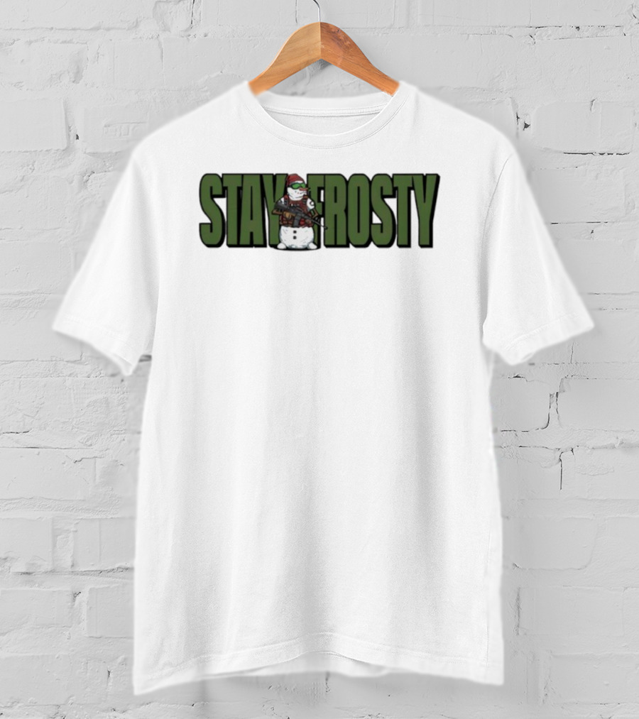 Stay Frosty Armed Snowman Tactical Humor T-Shirt