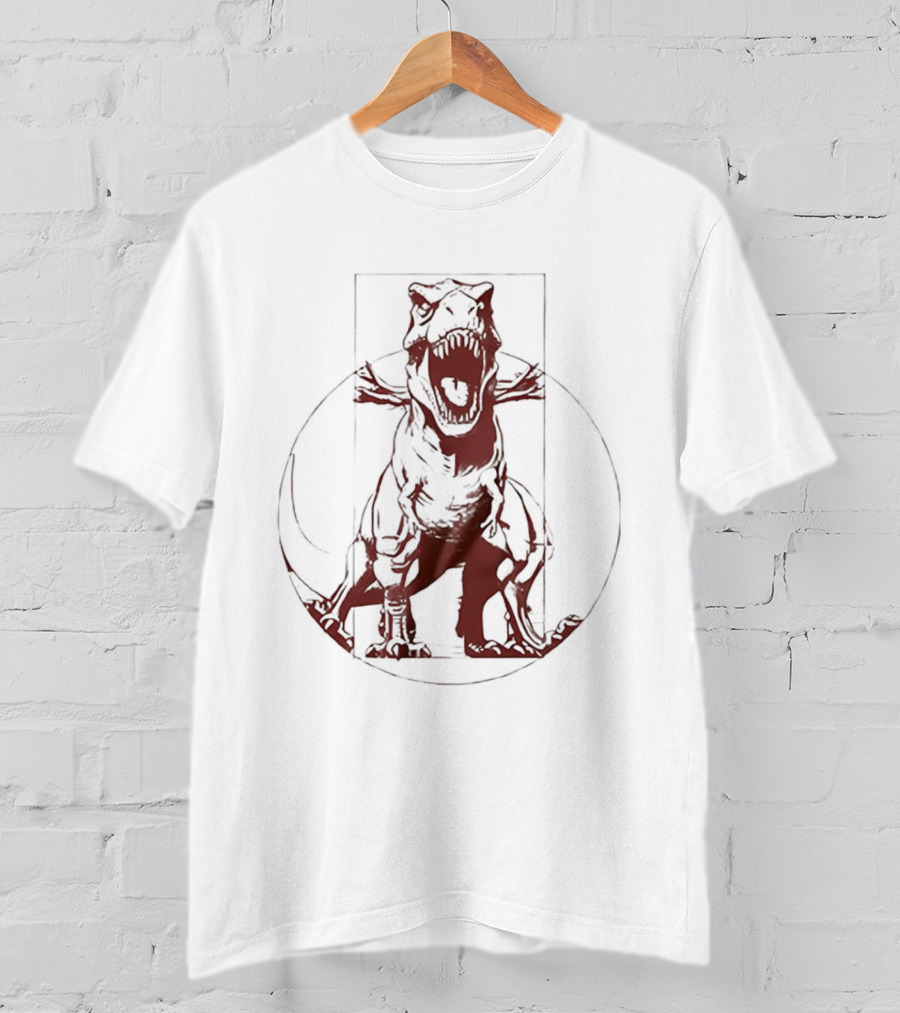 Vitruvian Rex Vintage Leonardo Da Vinci Sketch Parody T-Shirt