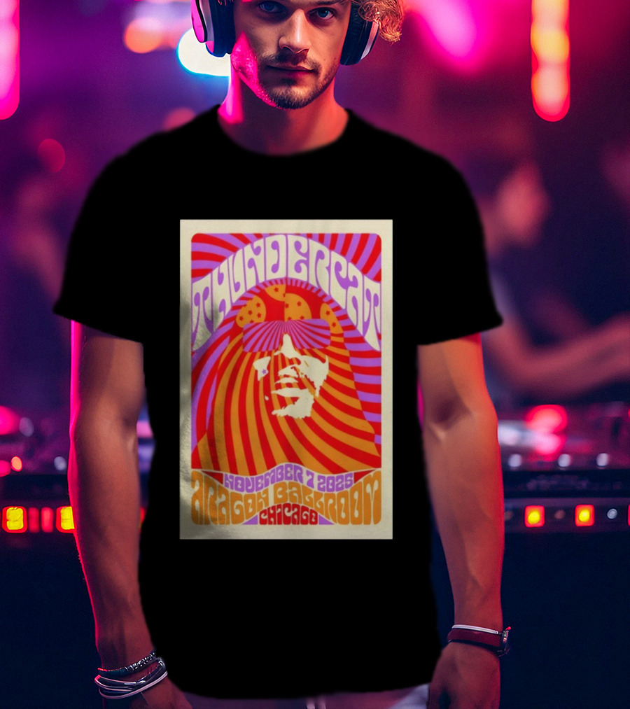 Thundercat November 2025 Aragon Ballroom Chicago Psychedelic Tour T-Shirt