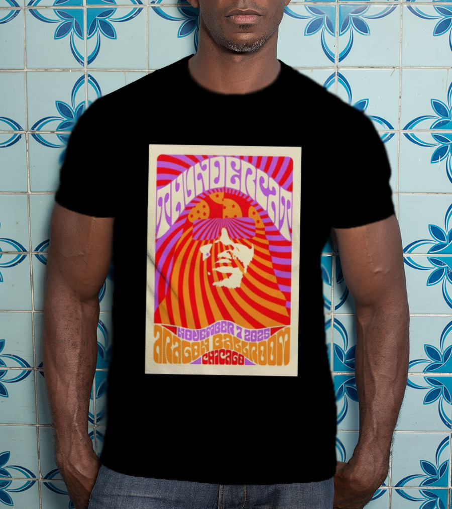 Thundercat November 2025 Aragon Ballroom Chicago Psychedelic Tour T-Shirt