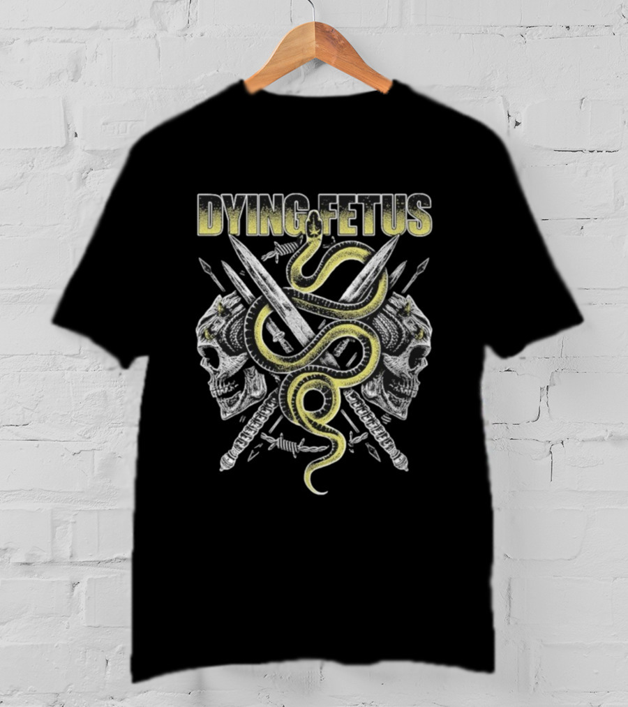 Dying Fetus Snake Skull Crossed Swords Design T-Shirt