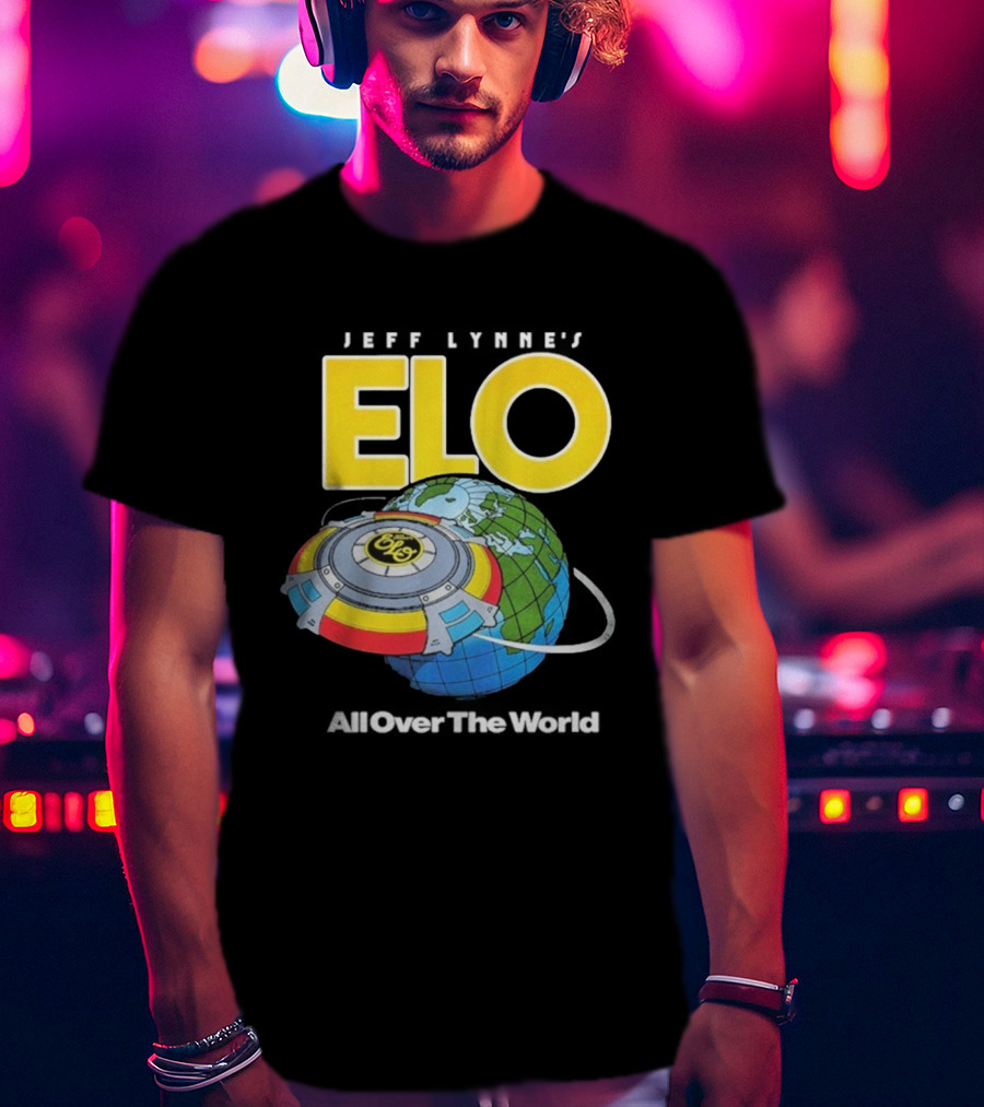 Jeff Lynne's ELO All Over The World Spaceship Globe T-Shirt