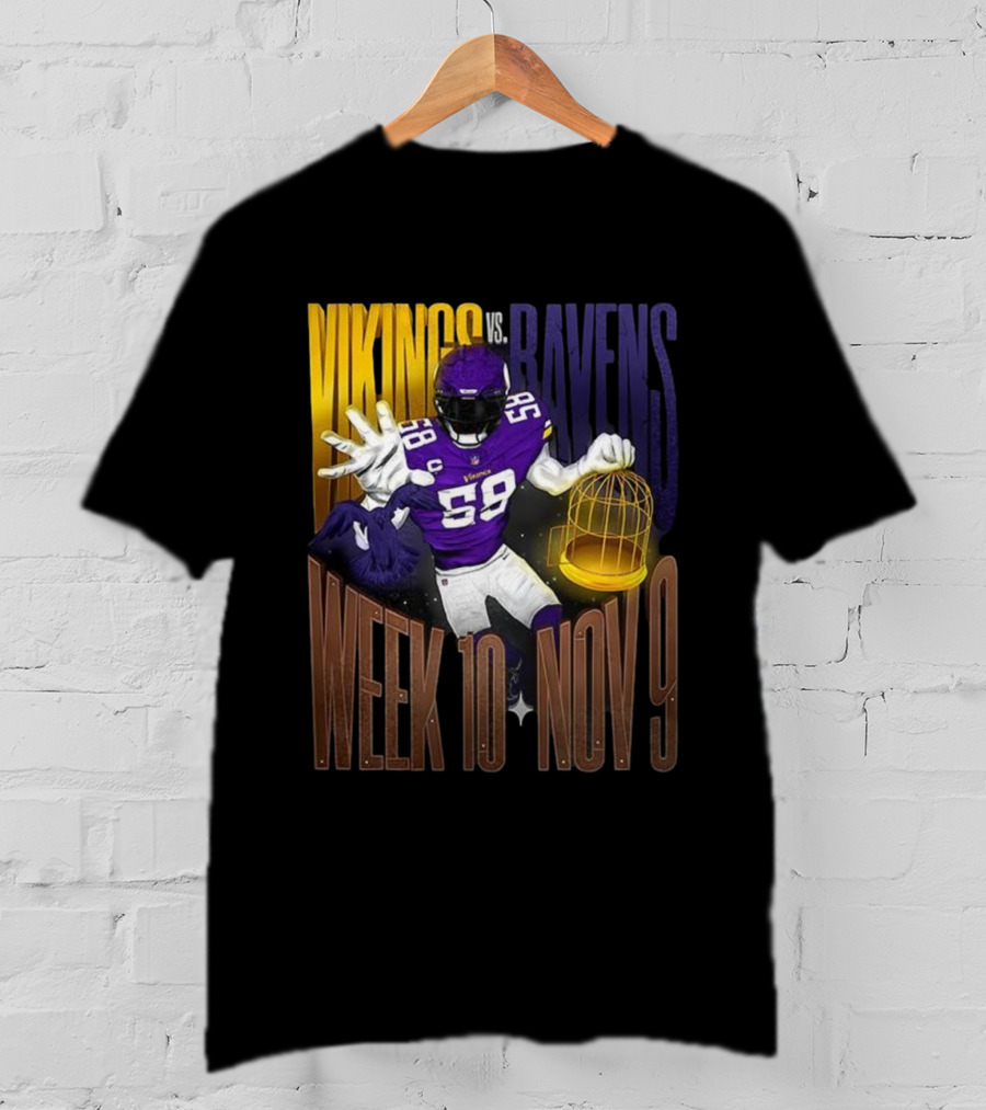 Vikings Vs Ravens Week 10 Nov 9 Football Matchup 58 T-Shirt