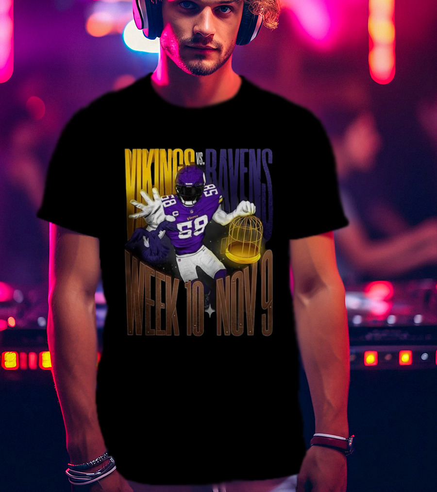 Vikings Vs Ravens Week 10 Nov 9 Football Matchup 58 T-Shirt