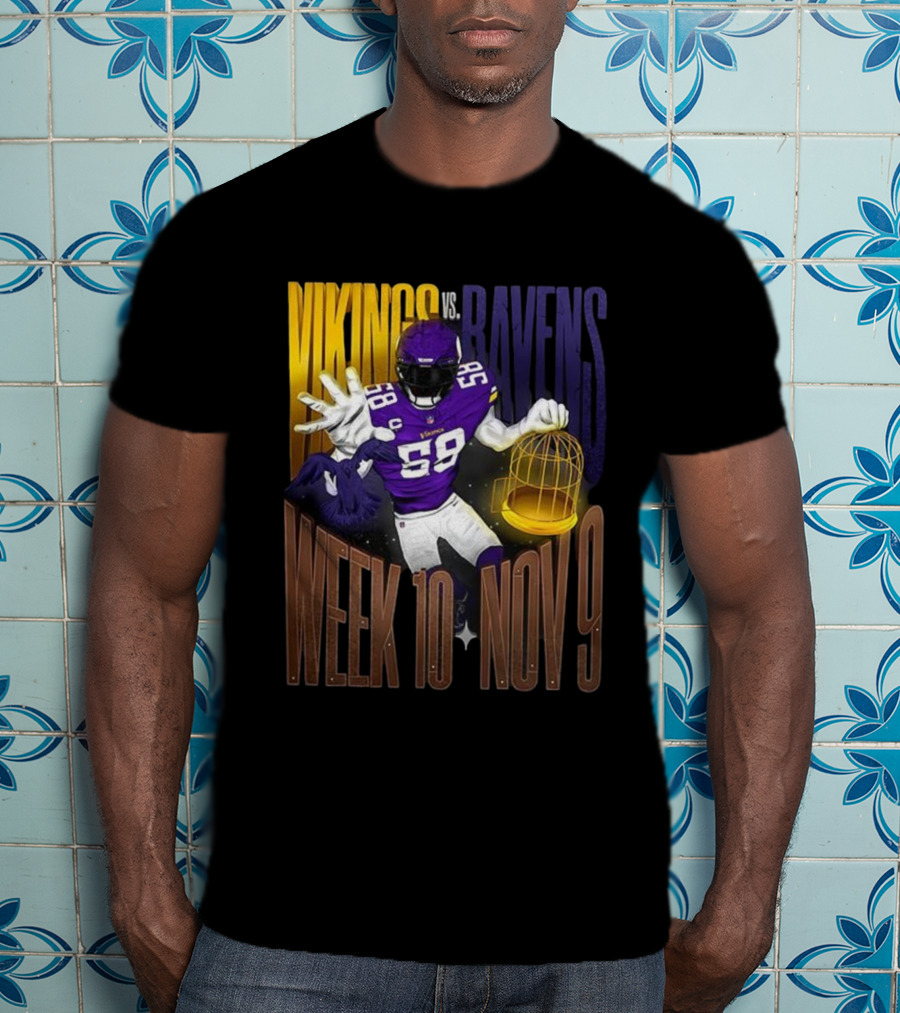 Vikings Vs Ravens Week 10 Nov 9 Football Matchup 58 T-Shirt