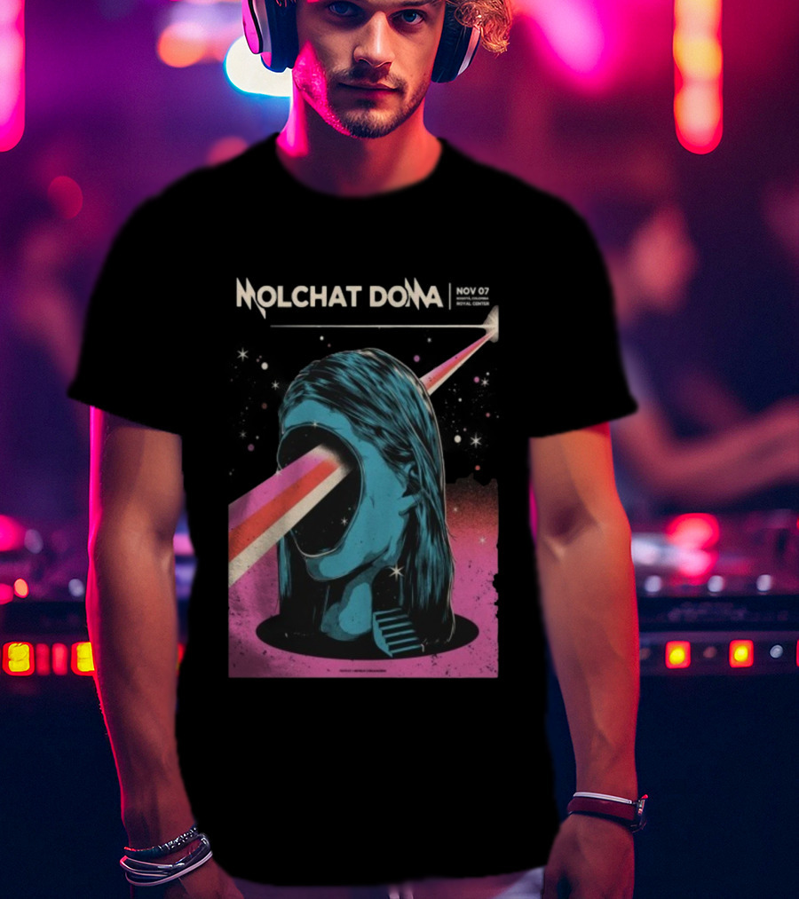 Molchat Doma November 7 2025 Royal Center Bogotá Colombia Head Psychedelic Laser Art Scene T-Shirt