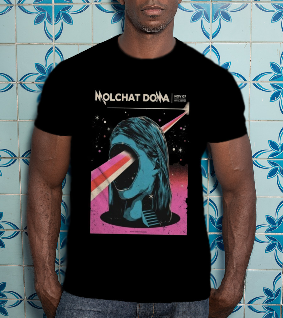 Molchat Doma November 7 2025 Royal Center Bogotá Colombia Head Psychedelic Laser Art Scene T-Shirt