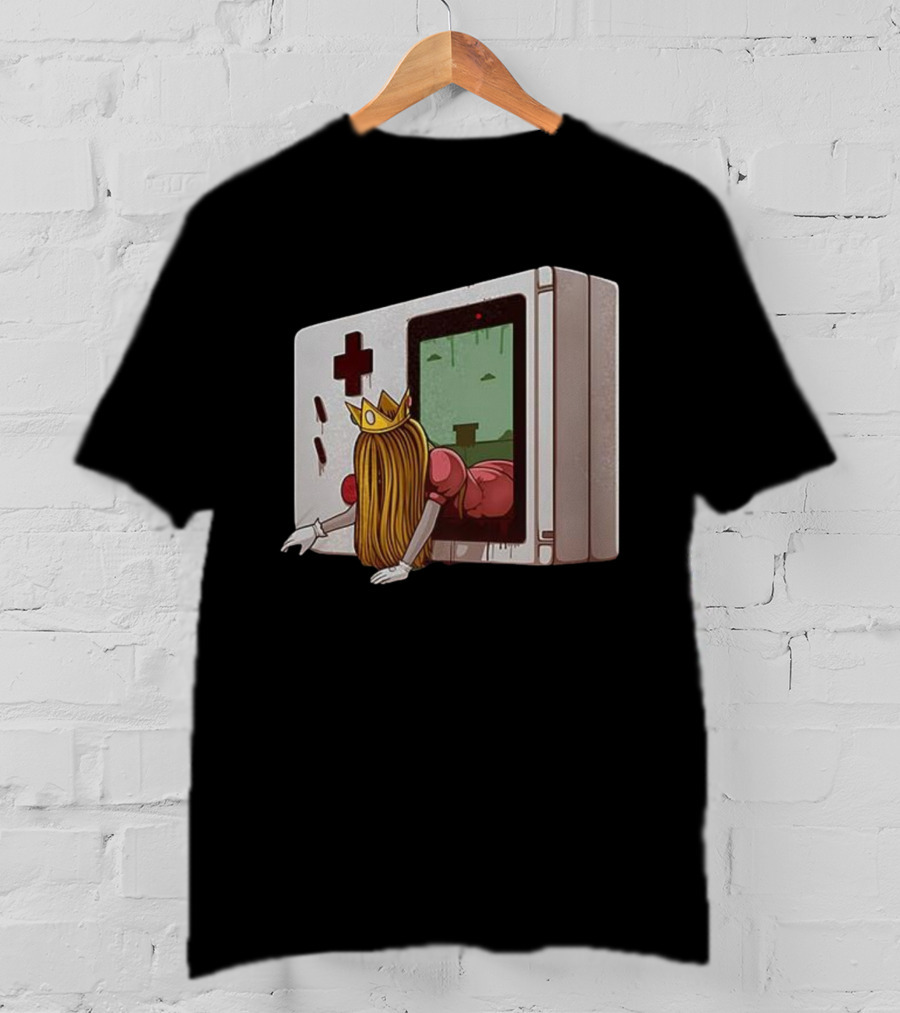 Princess Peach Exiting Classic Handheld Console Adventure T-Shirt