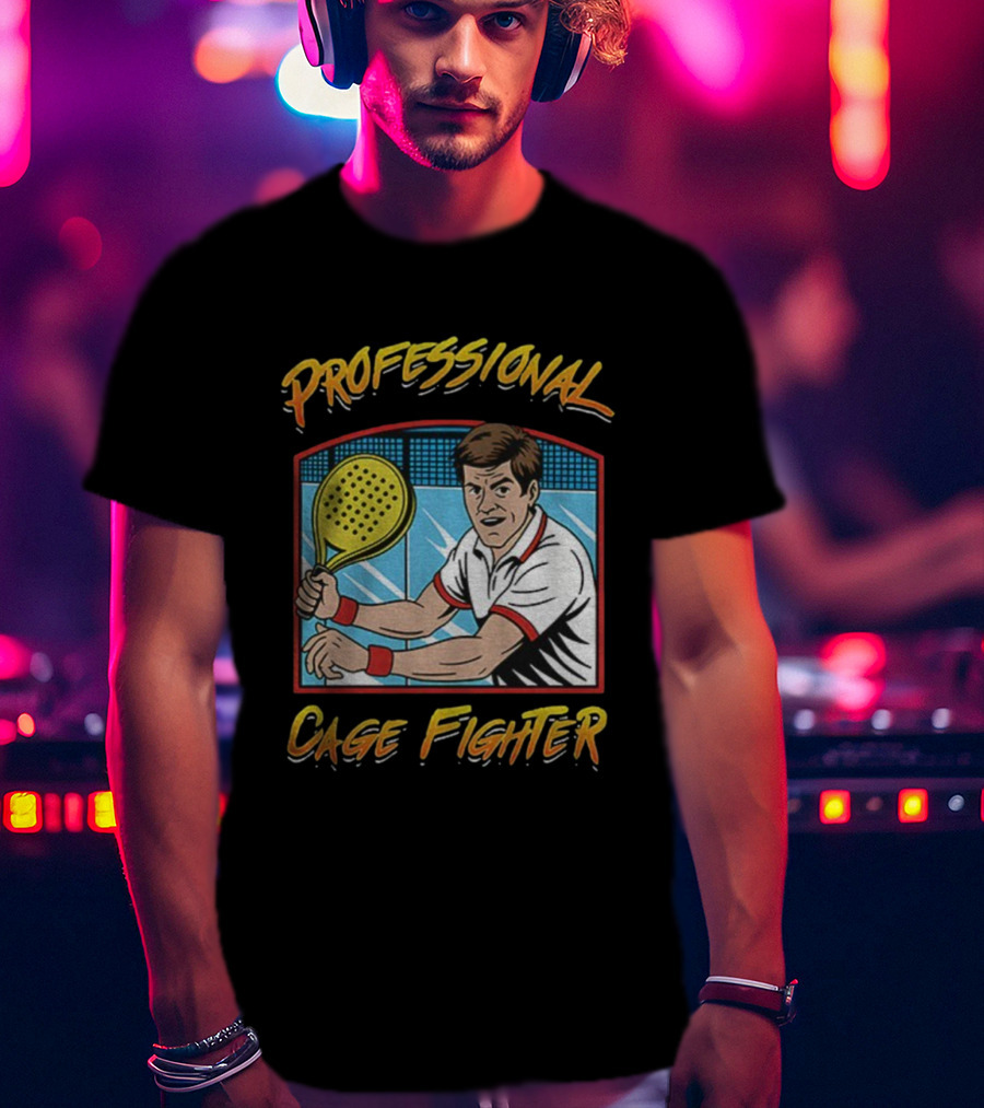 PROFESSIONAL CAGE FIGHTER PADEL Tennis Player Retro Style T-Shirt