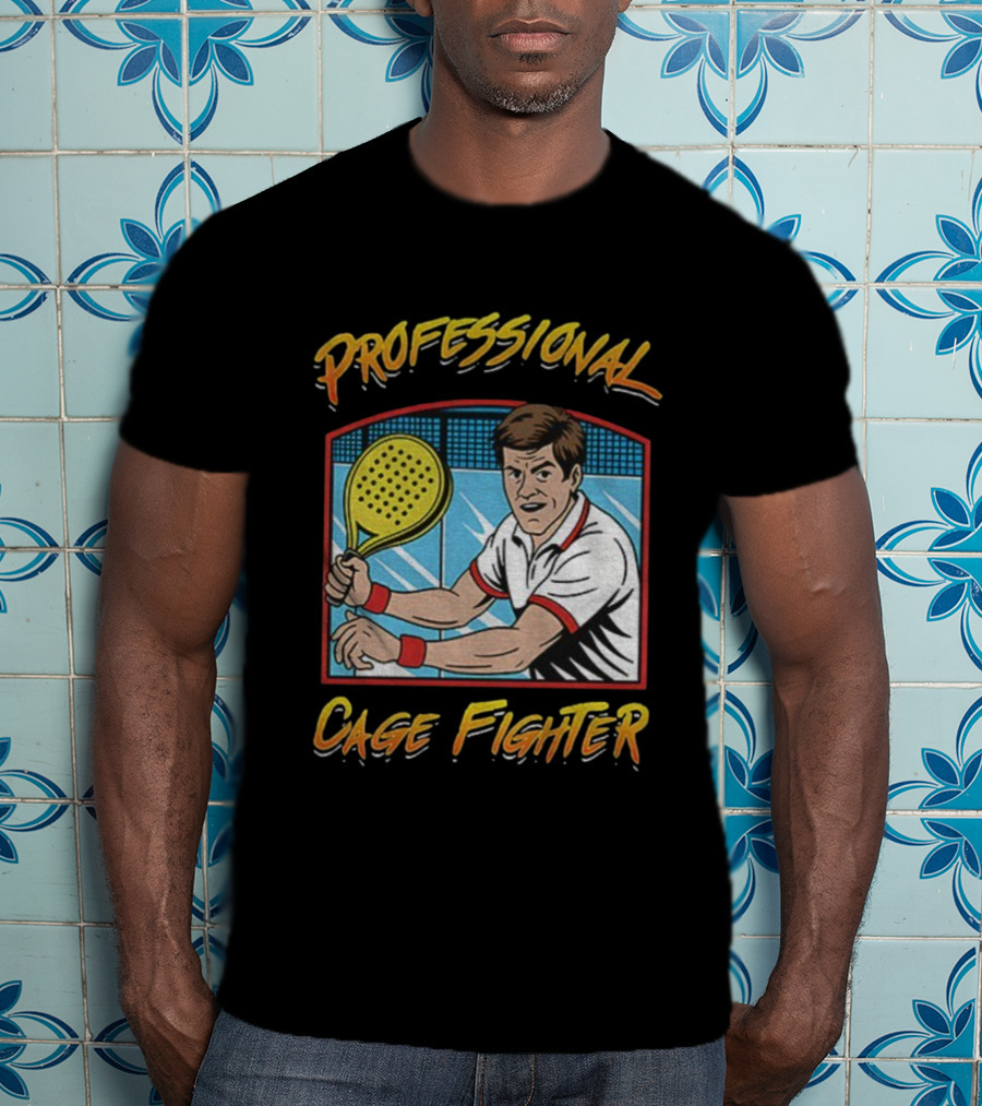 PROFESSIONAL CAGE FIGHTER PADEL Tennis Player Retro Style T-Shirt