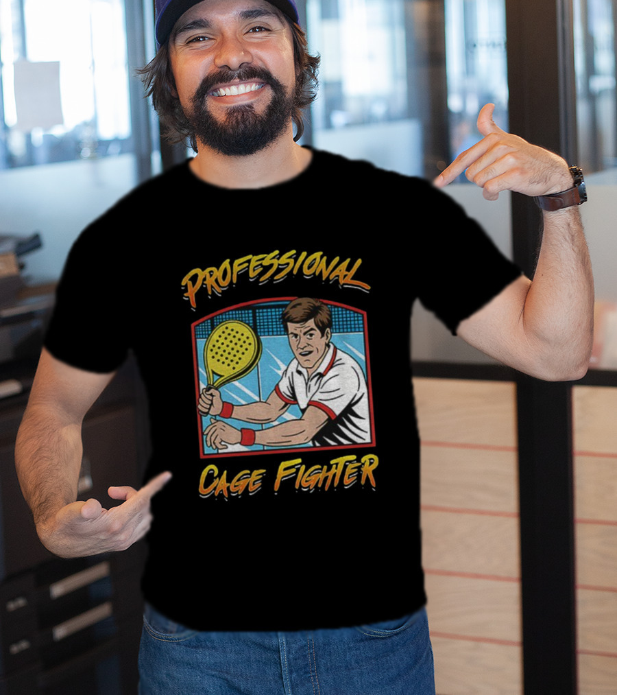 PROFESSIONAL CAGE FIGHTER PADEL Tennis Player Retro Style T-Shirt