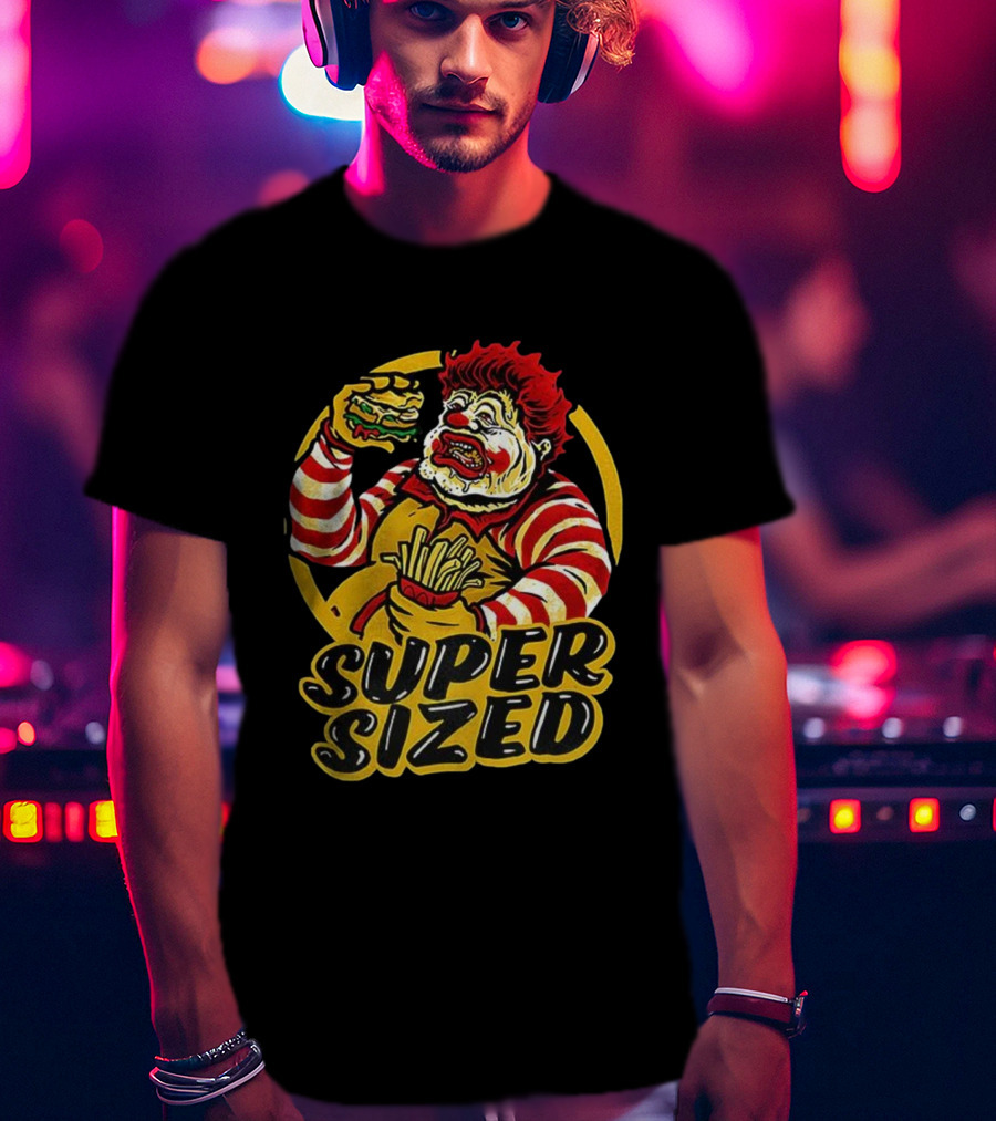 Super Sized Clown Eating Burger And Fries T-Shirt