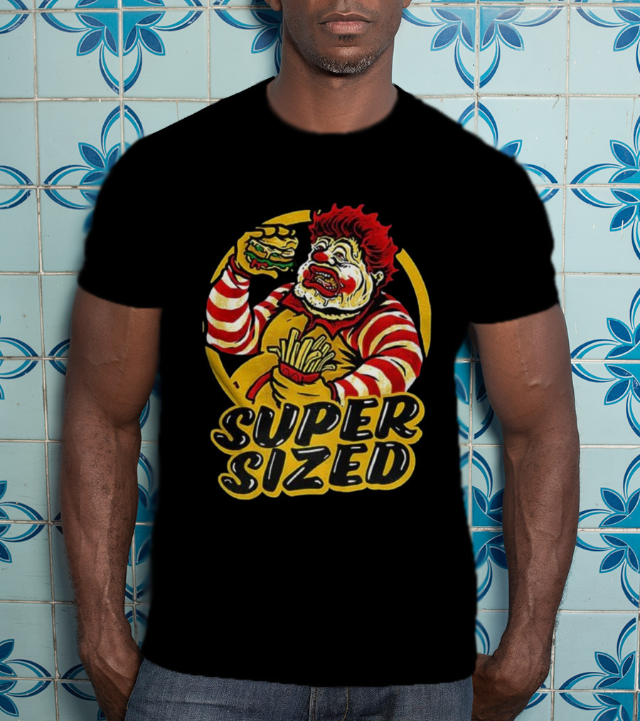 Super Sized Clown Eating Burger And Fries T-Shirt