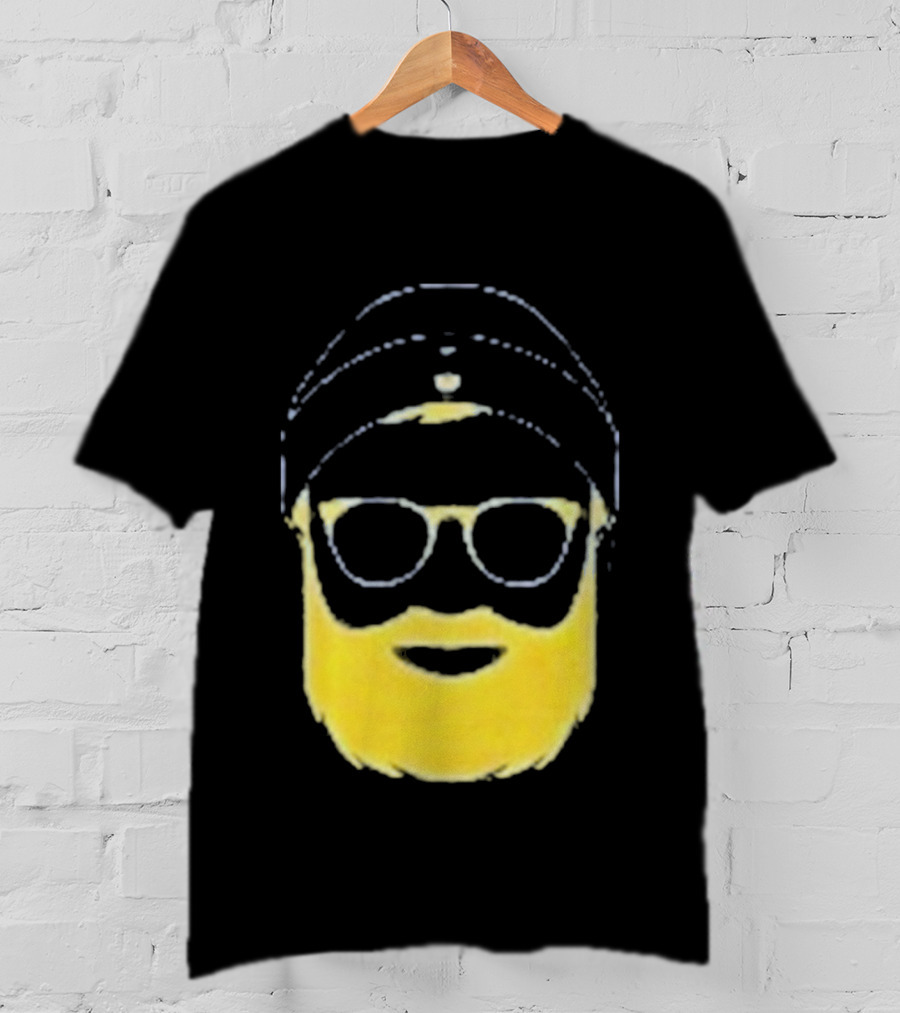 Letterman Beard Glasses Beanie Icon Sketch T-Shirt