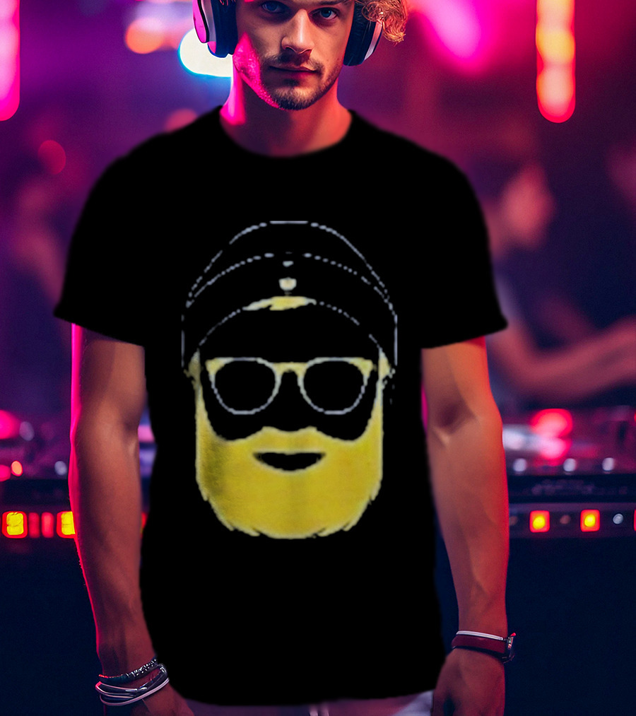 Letterman Beard Glasses Beanie Icon Sketch T-Shirt