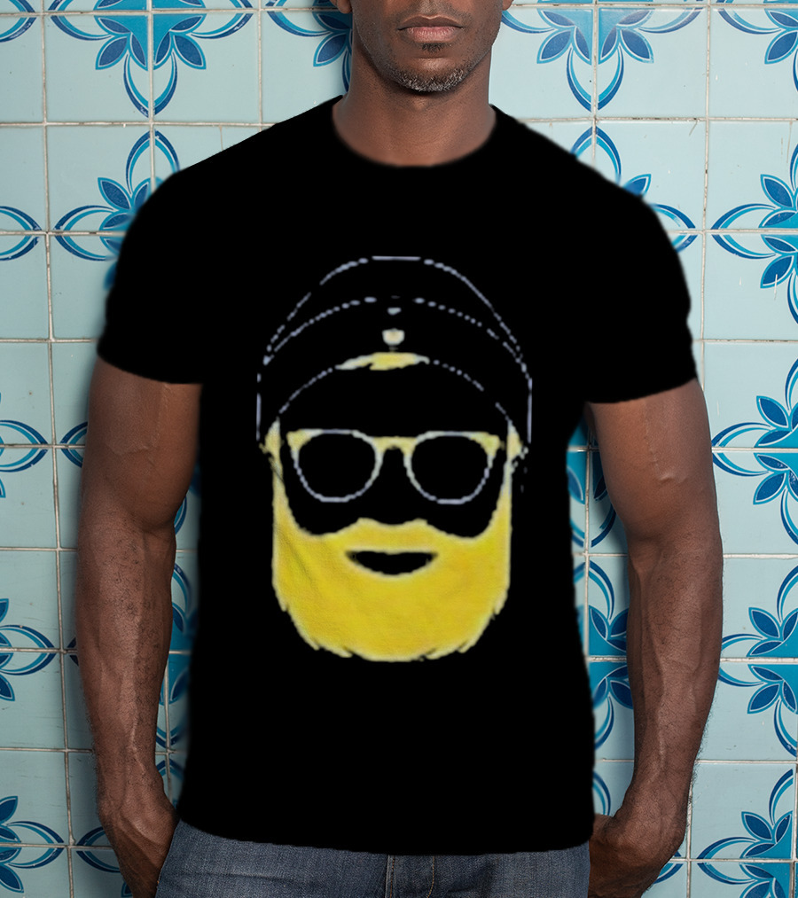 Letterman Beard Glasses Beanie Icon Sketch T-Shirt