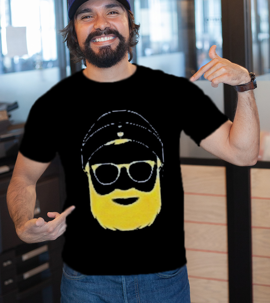 Letterman Beard Glasses Beanie Icon Sketch T-Shirt