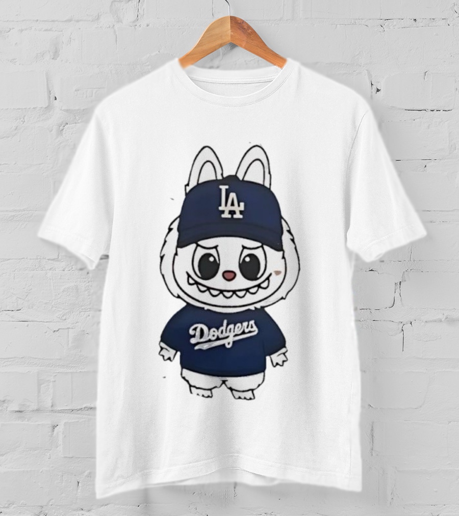 Labubu In Dodgers Gear Los Angeles Dodgers Hat And Outfit T-Shirt