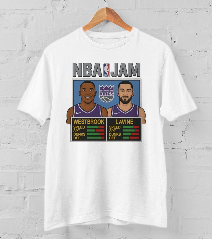 NBA Jam Westbrook LaVine Sacramento Kings Speed 3PT Dunks DEF T-Shirt