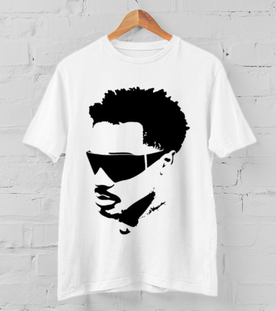 Plaqueboymax Face Outline With Sunglasses And Abstract Hair Sketch T-Shirt