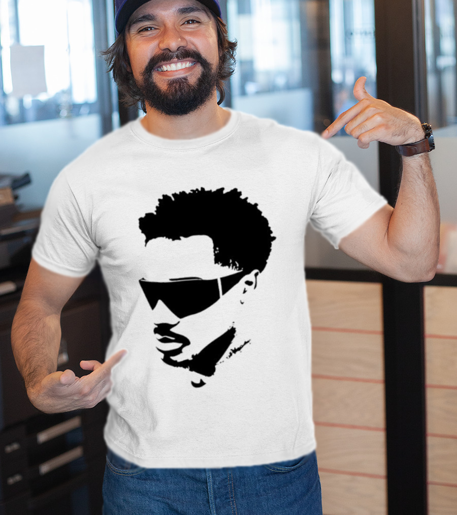 Plaqueboymax Face Outline With Sunglasses And Abstract Hair Sketch T-Shirt