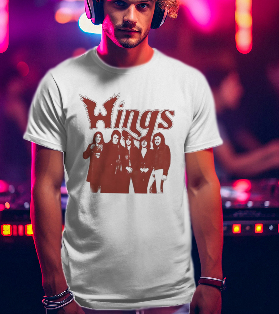 Wings Band Silhouette With Winged Font T-Shirt