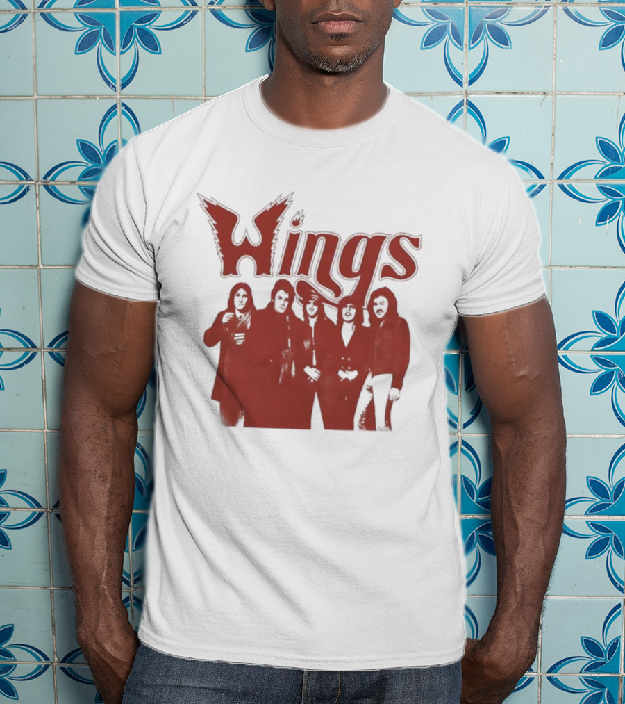 Wings Band Silhouette With Winged Font T-Shirt