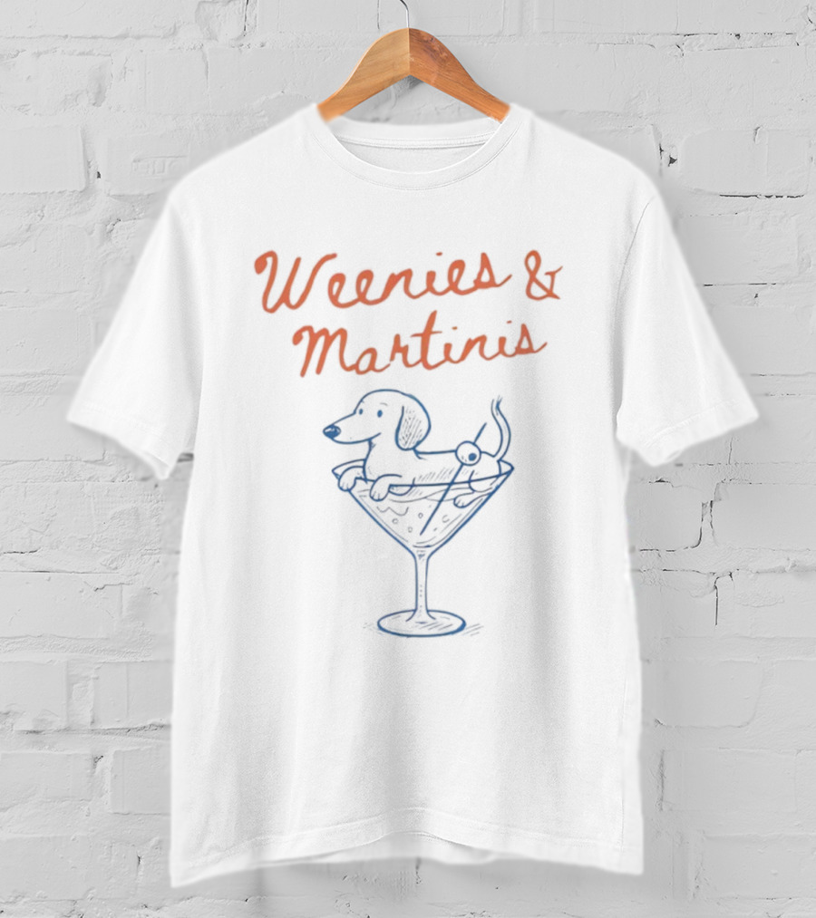 Weenies And Martinis Dachshund In Martini Glass With Olives T-Shirt
