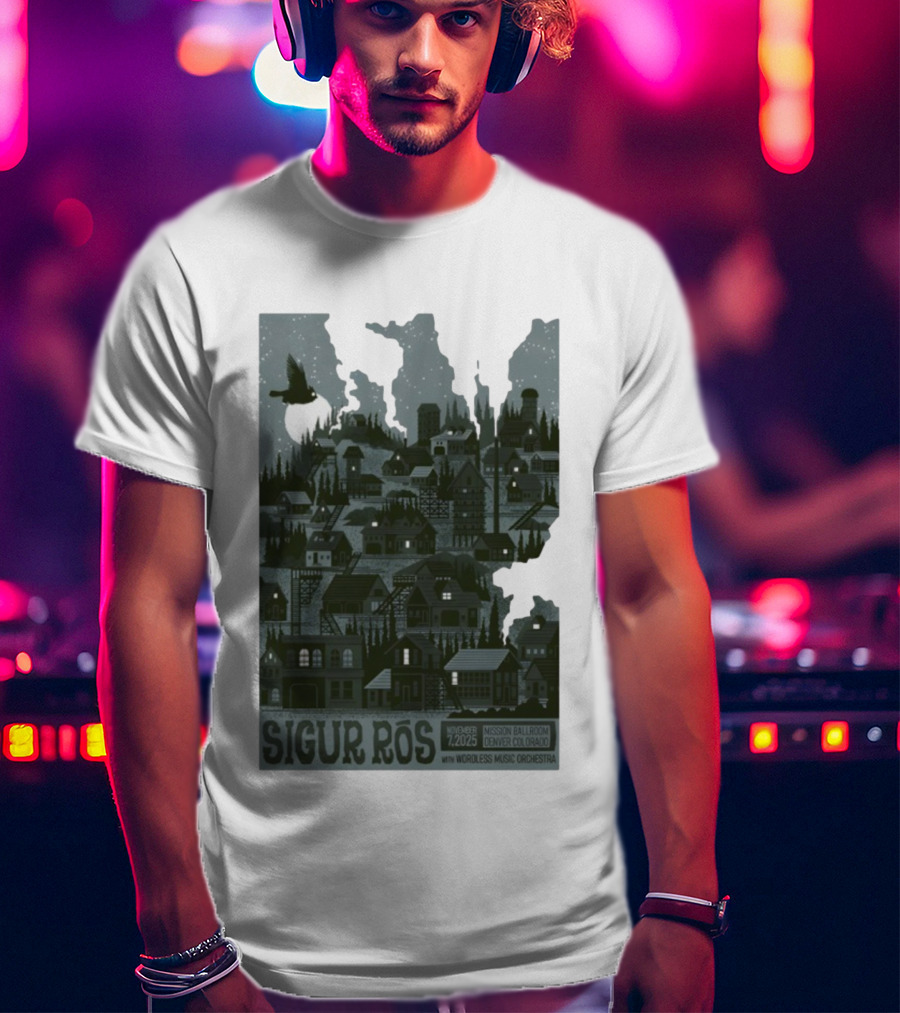 Sigur Rós November 7 2025 Mission Ballroom Denver Colorado With Wordless Music Orchestra T-Shirt