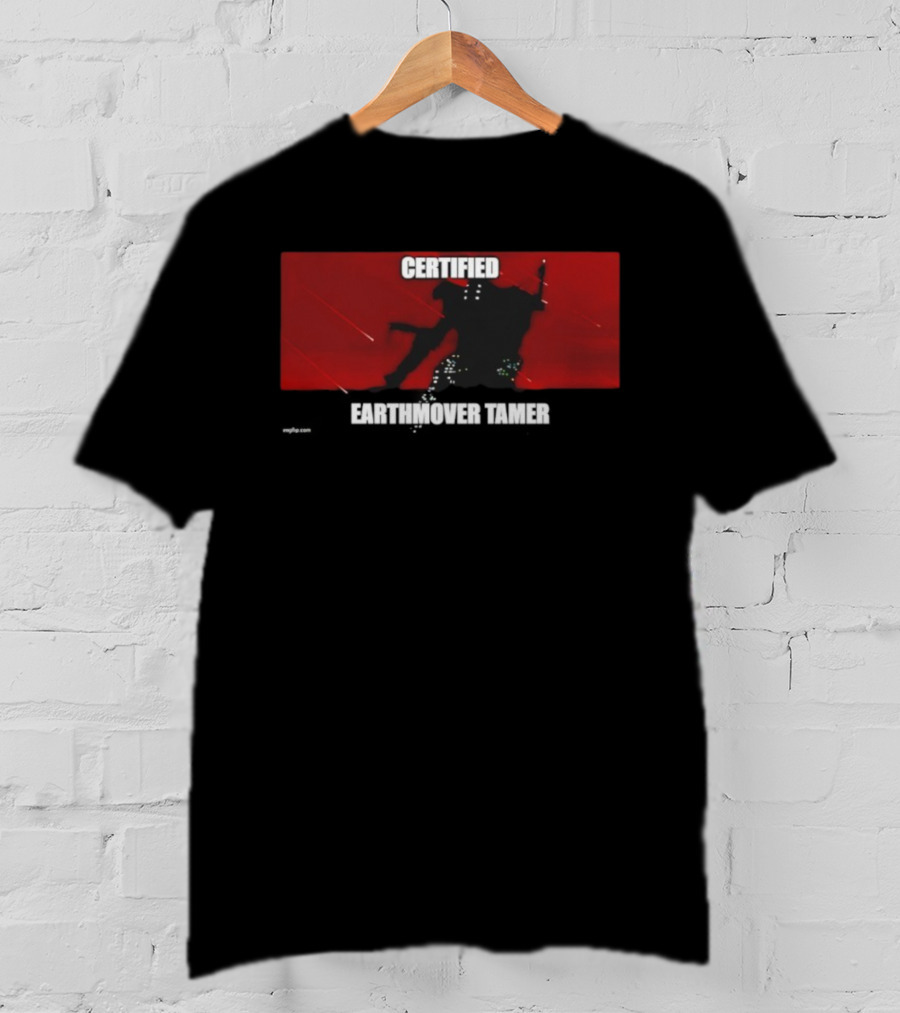 Certified Earthmover Tamer Dark Silhouette Red Background T-Shirt