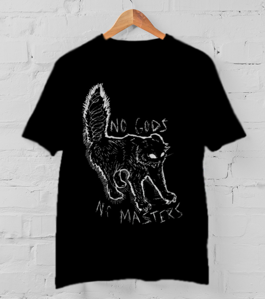 Feral Kitten Patch No Gods No Masters Anarchist Cat T-Shirt