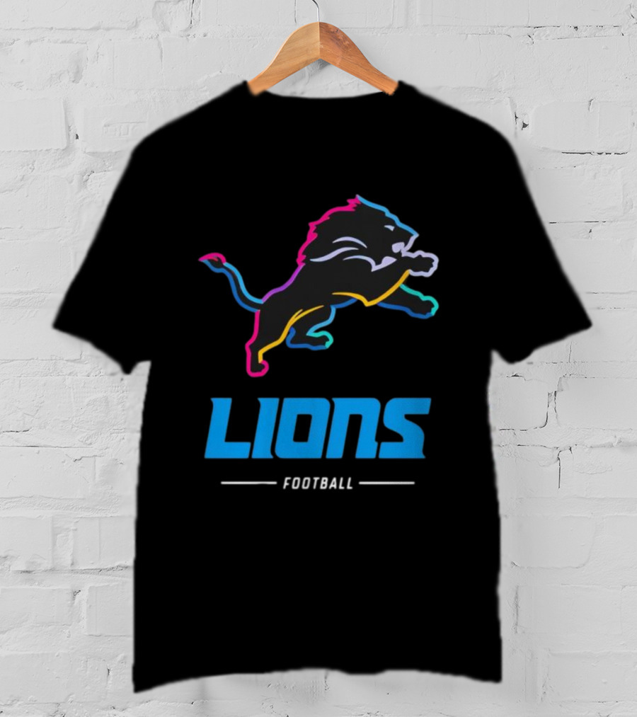 Lions Football Colorful Lion Graphic T-Shirt